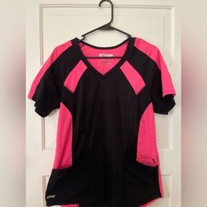 Grey's Anatomy Black and Pink V-Neck Top